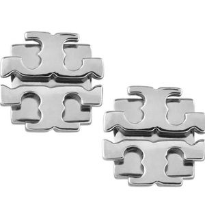 Tory Burch Silver Small T Logo Earrings